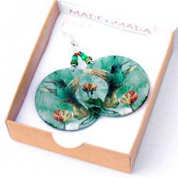 Hummingbird Earrings jade green dangle Romantic 
