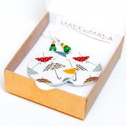 Colorful Umbrellas Earrings dangle Round decoupage Jewelry diameter 4cm (1,57 inch)